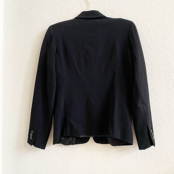 Adrienne Vittadini Womens Blazer Size 8 Black Structured Career Made Italy Lined - Picture 8 of 12
